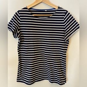 Boden Short Sleeve Breton, Navy/White stripe, Size US 10